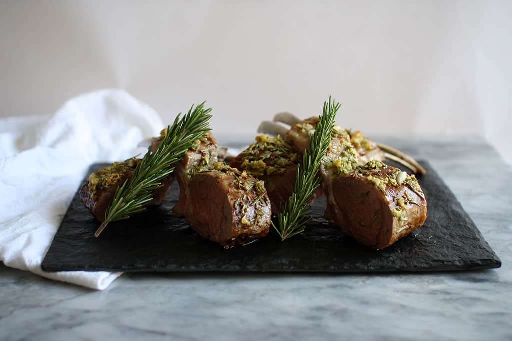 Roast Rack of Lamb with a Garlic Crust | Jessica's Dinner Party
