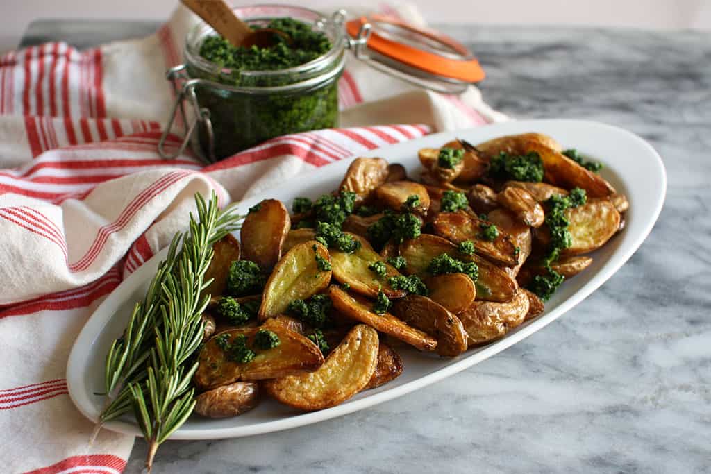 Roasted Potatoes with Kale Pesto | Jessica's Dinner Party