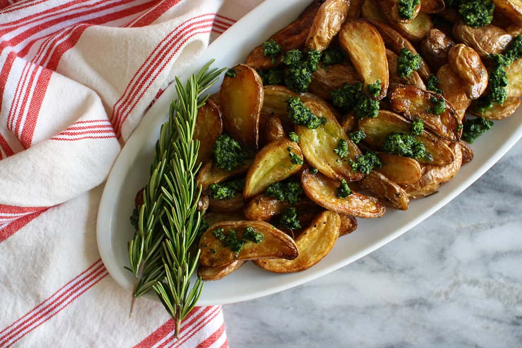 Roasted Potatoes with Kale Pesto | Jessica's Dinner Party