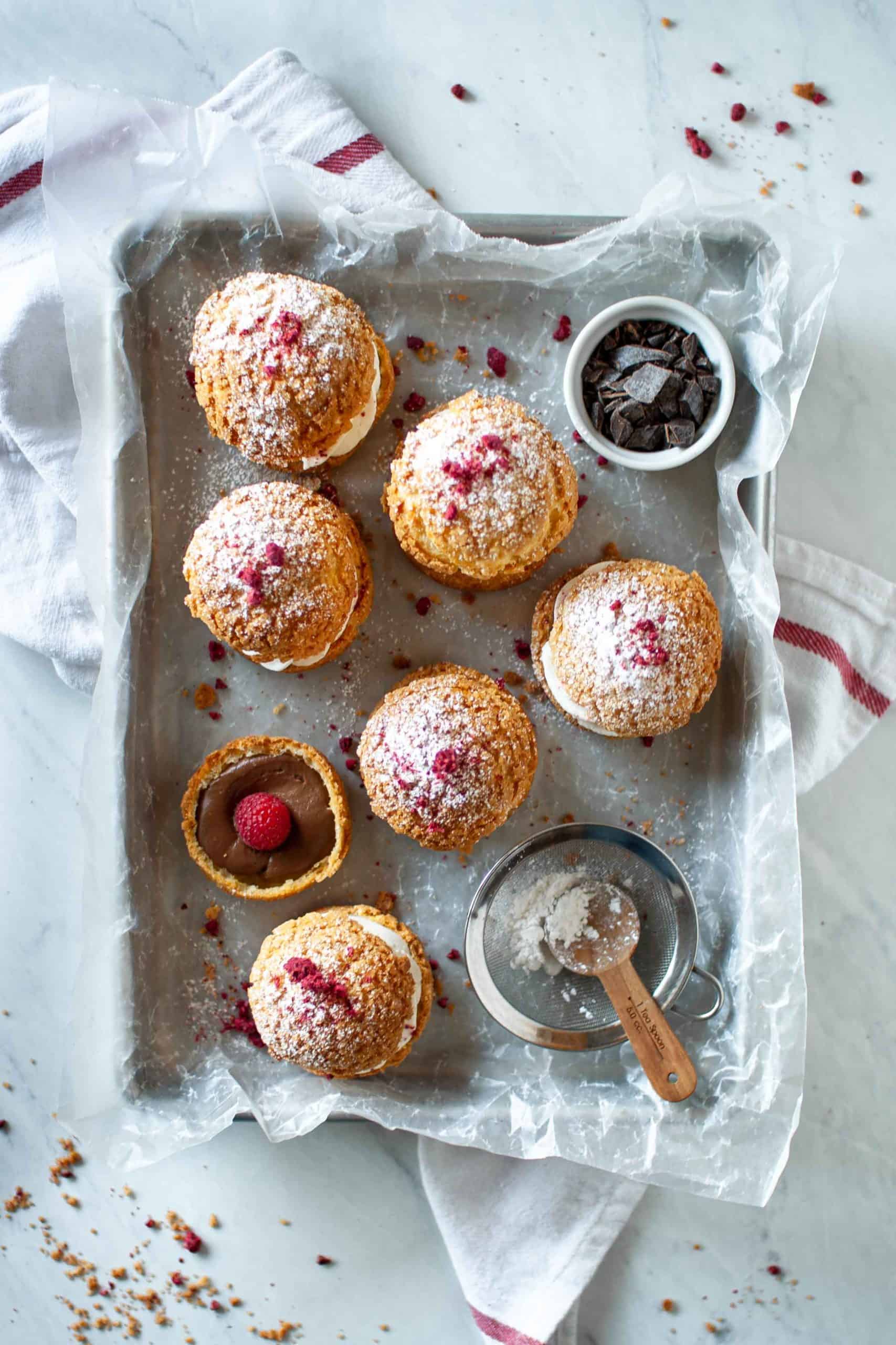 Chocolate Raspberry Choux au Craquelin