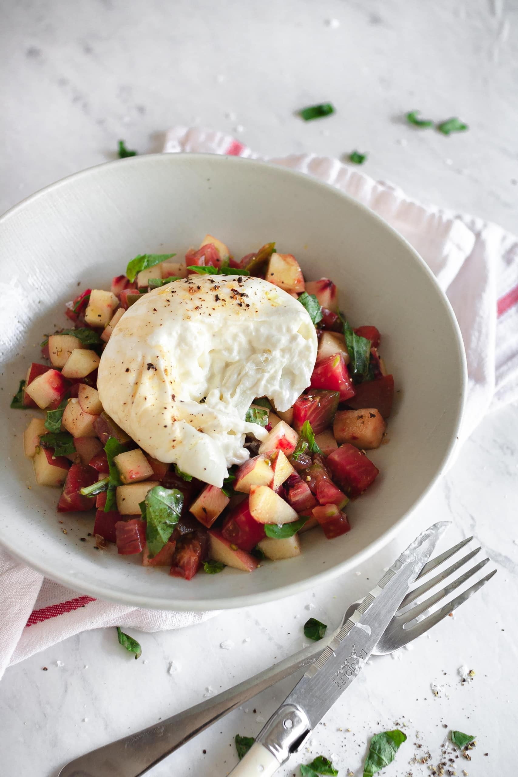 Peach, Tomato, & Burrata Salad