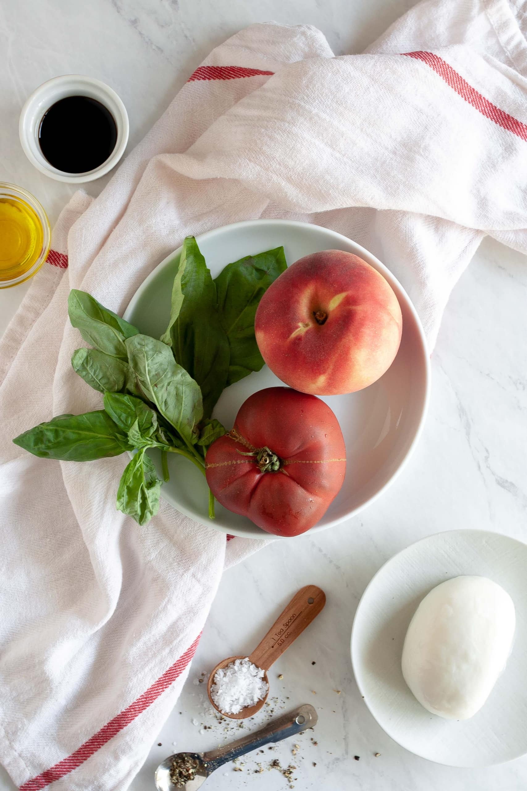 Ingredients for Peach, Tomato, & Burrata Salad